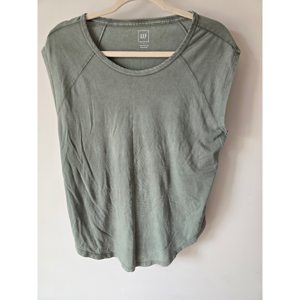 Gap Vintage Wash Tee Sage Green Cotton Short Sleeve Crew Neck Top Large